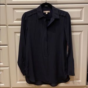 Banana Republic navy silk blouse